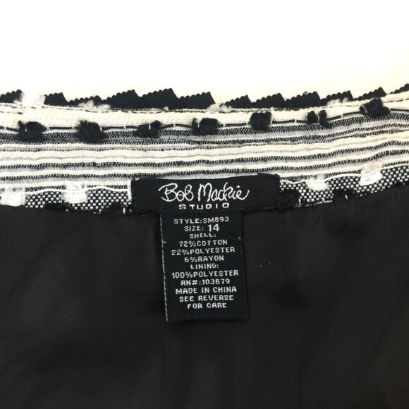 Bob Mackie Embellished Crop Blazer Jacket Black White Stripe Size 14 - Picture 2 of 4